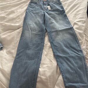 Express Light Blue Wide Leg High Rise Jeans